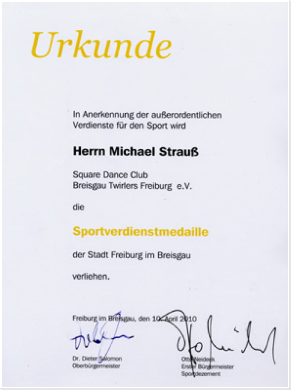 Sportmedallie Freiburg